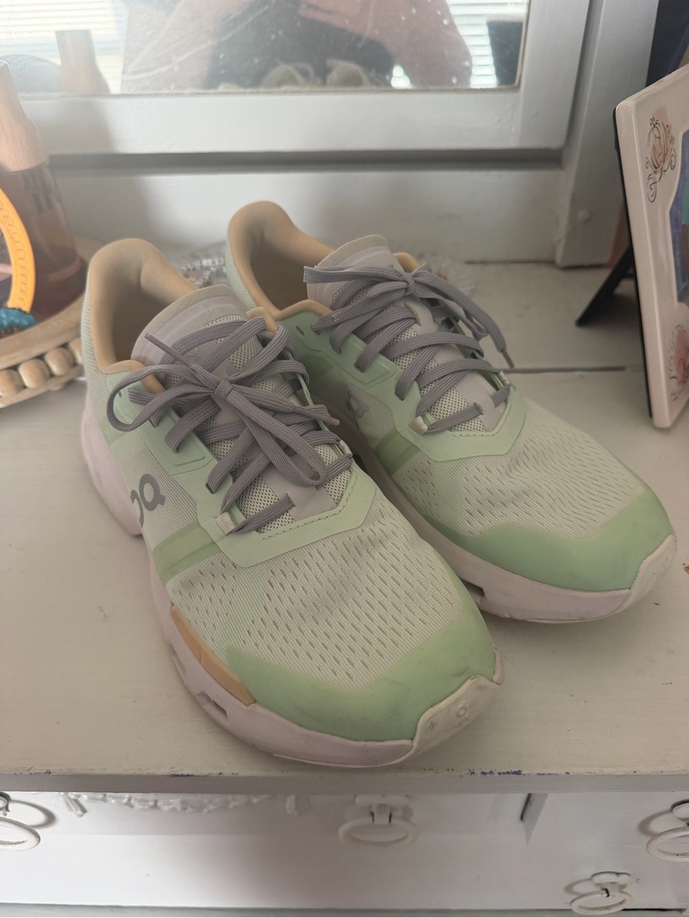 On cloud Women's Mint and Light Gray Athletic Sneakers